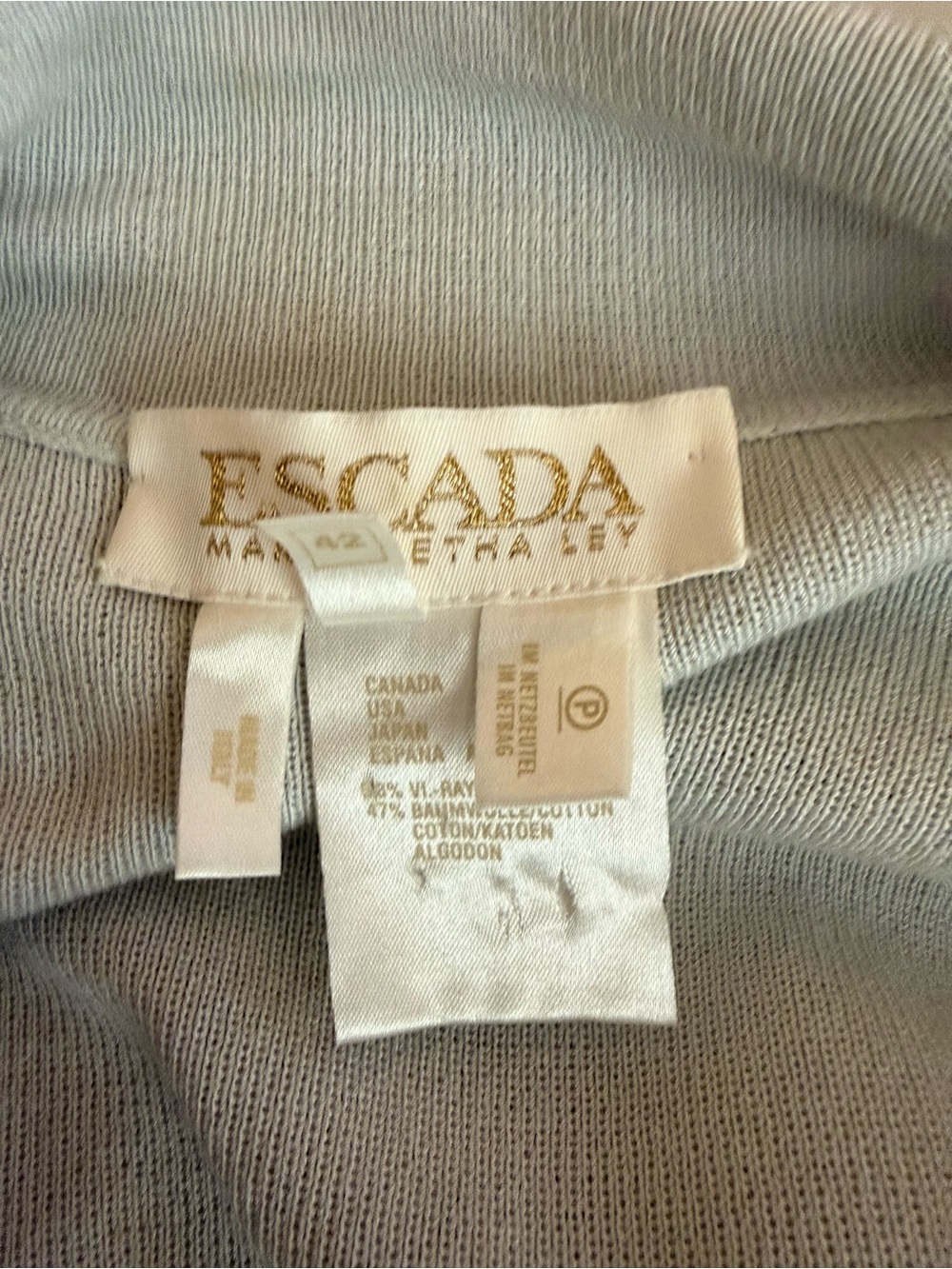 Escada Margaretha Ley Vintage Gray Buttoned Cardigan Large Silver Grommets Italy - Picture 14 of 16
